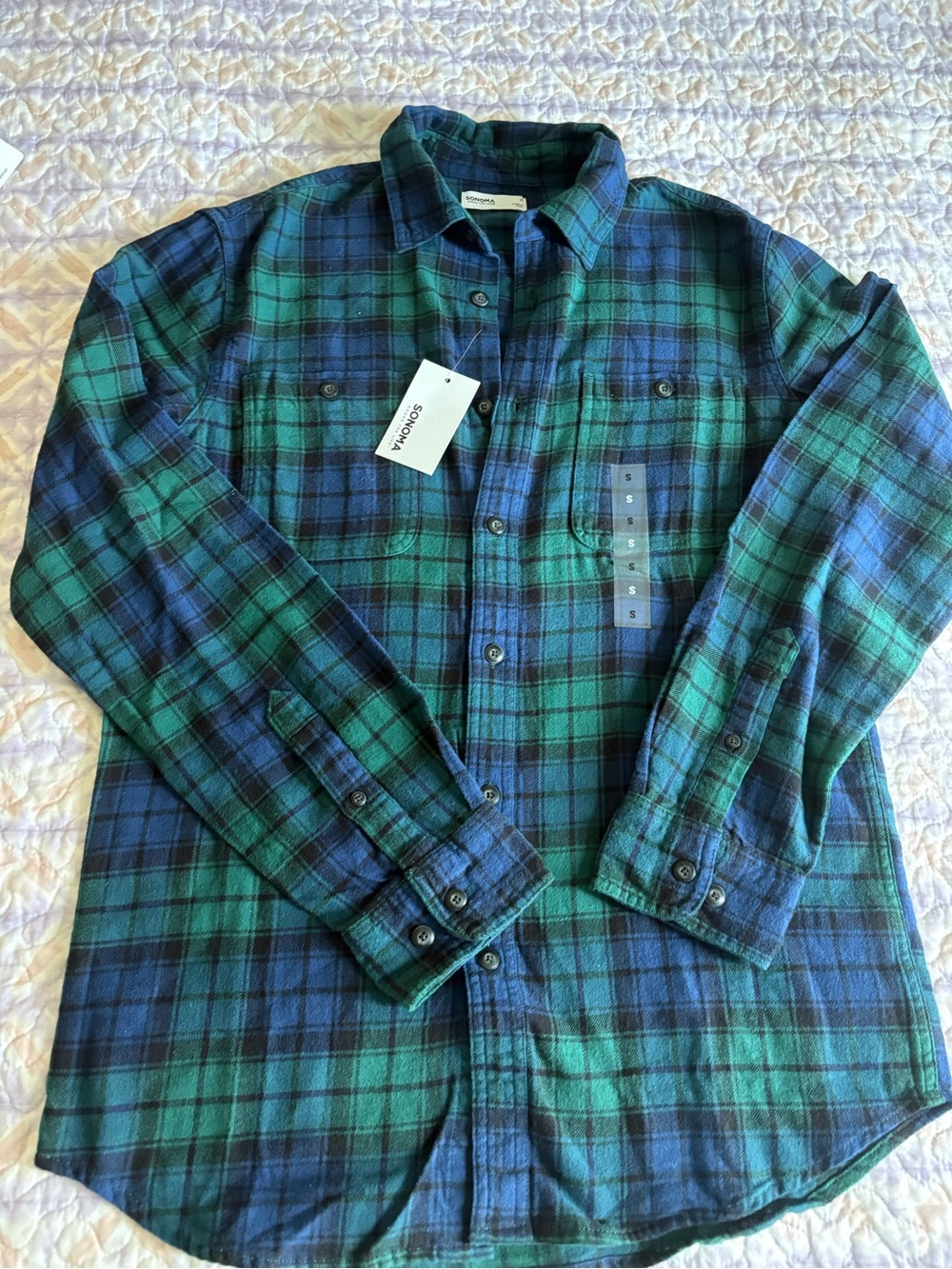 Sonoma Blue & Green Plaid Button-Down Shirt - Men's